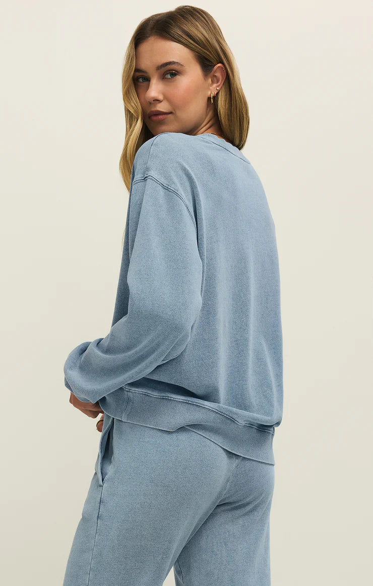KNIT DENIM SWEATSHIRT