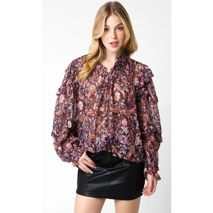 Purple Floral Blouse