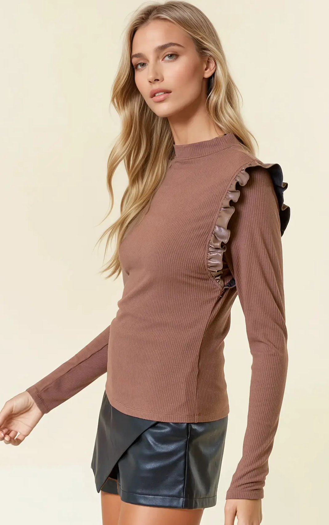 Ruffled Long Sleeve Top