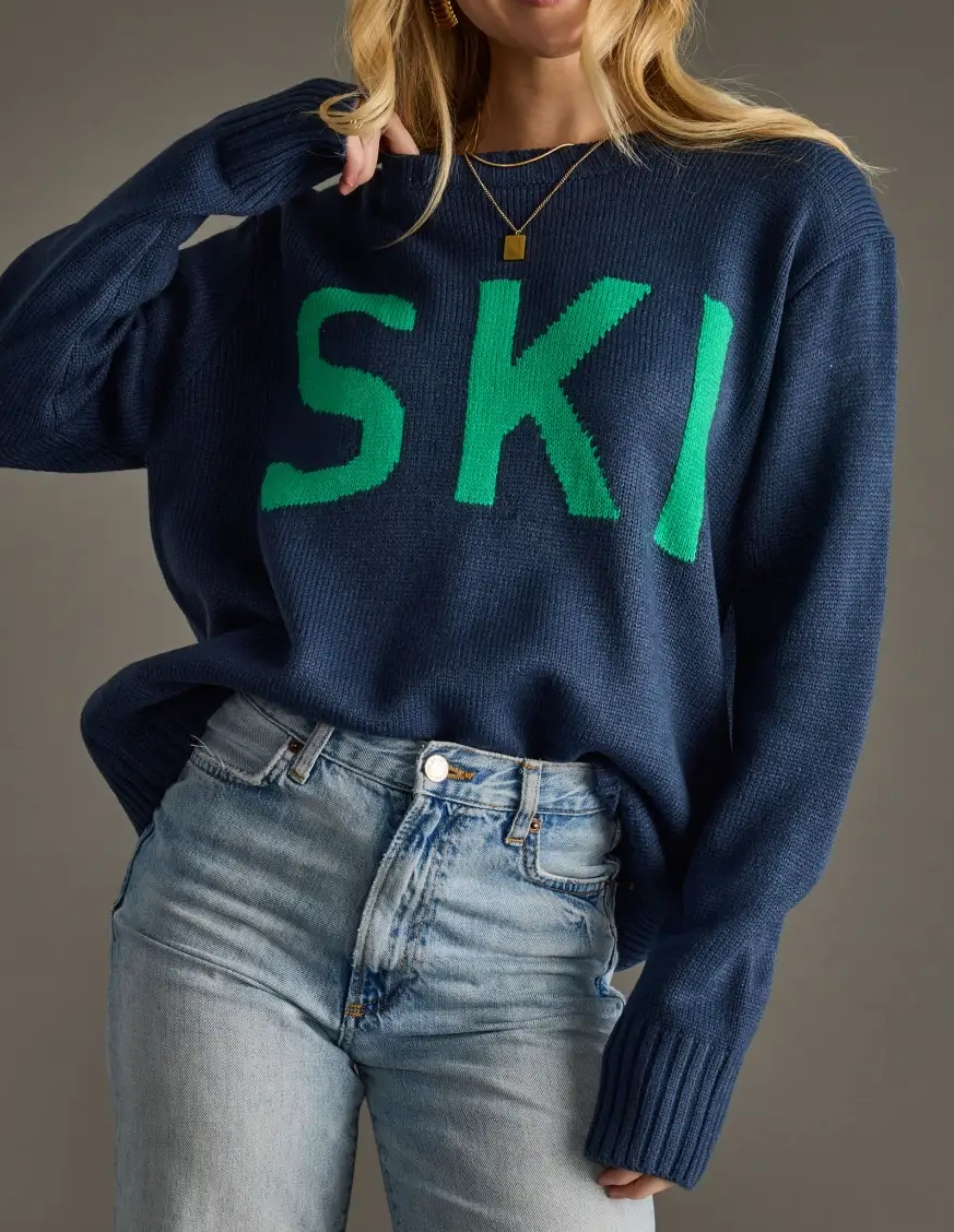 Navy Ski Knit Sweater