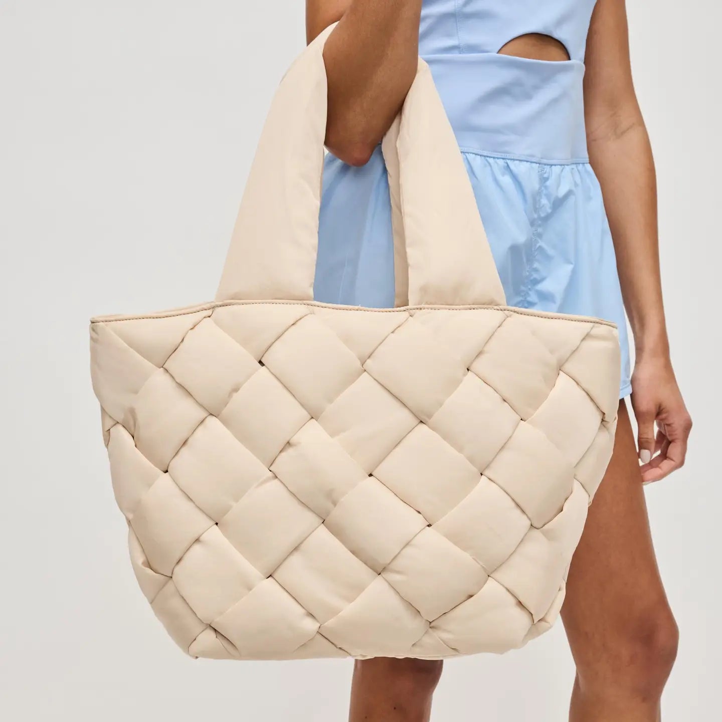 Woven Cream Nylon Tote