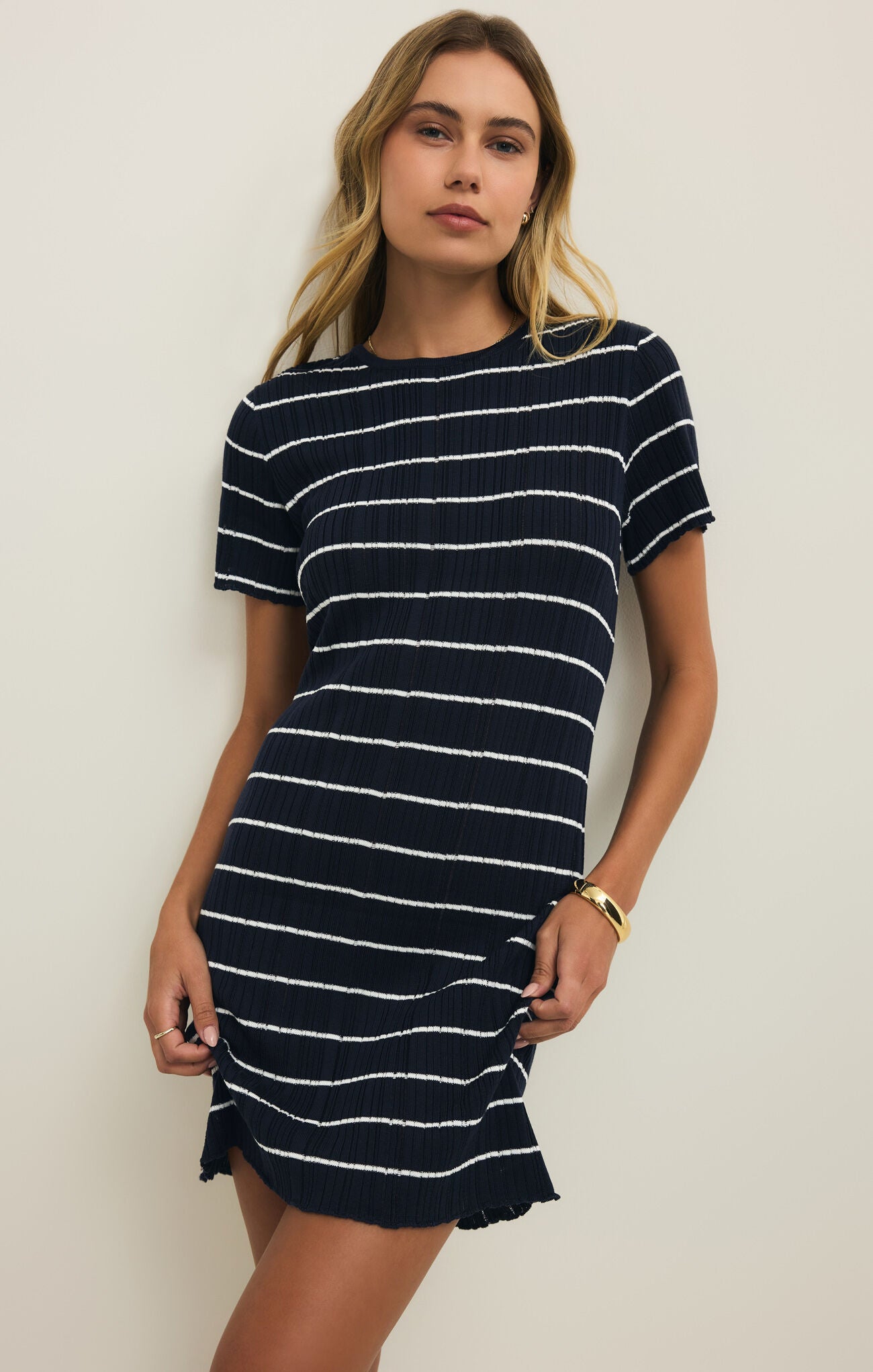 NAVY STRIPE MINI DRESS