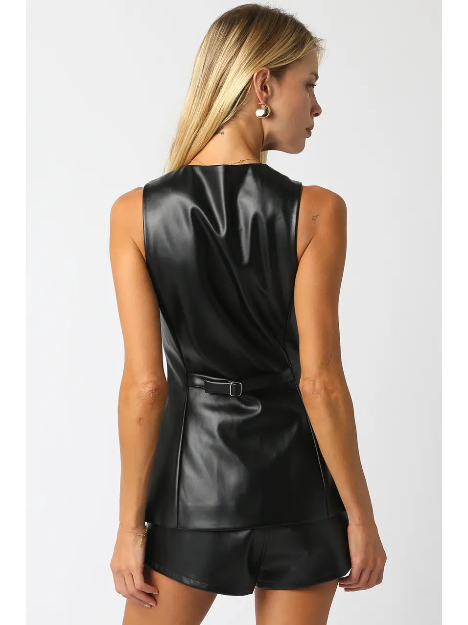 Sleeveless Faux Leather Vest