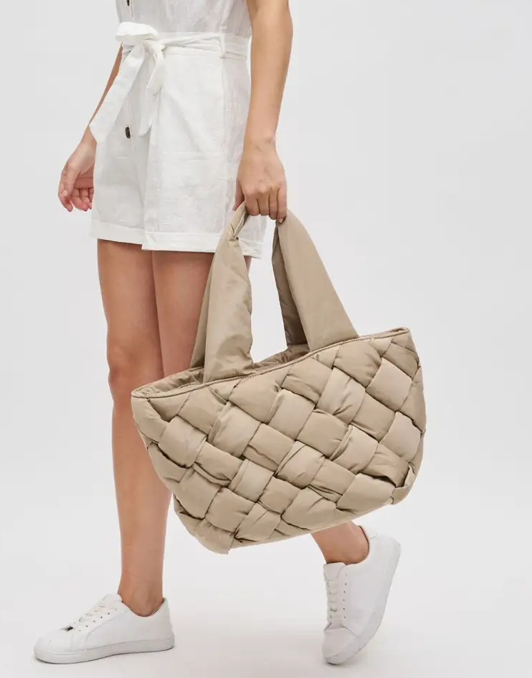 Woven Nylon Tan Tote