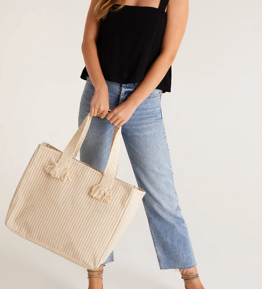 Linen / Cotton Stripe Beach Bag
